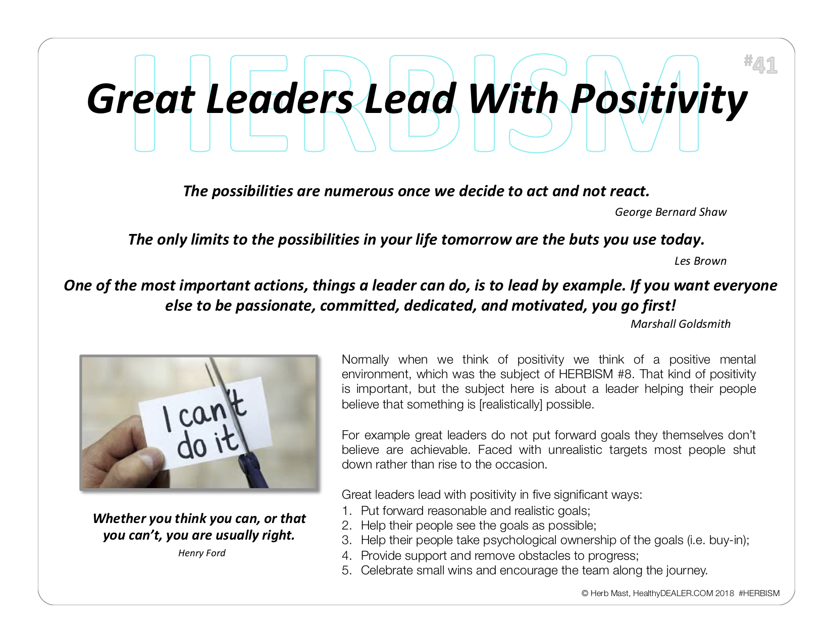 HERBISM #41 – Great Leaders Lead With Positivity | healthyDEALER.com